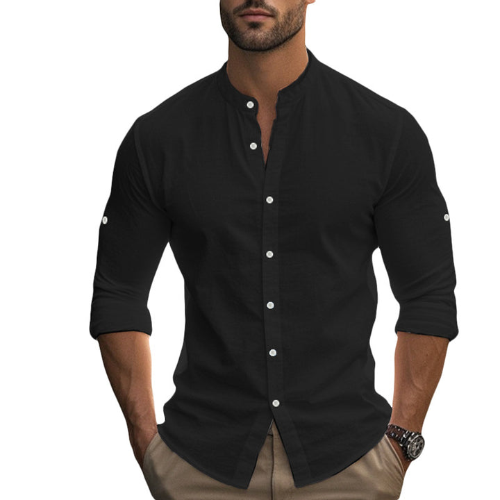 Men's tailored shirt in Nehru style with rollable sleeves and slim fit Mune Fashion