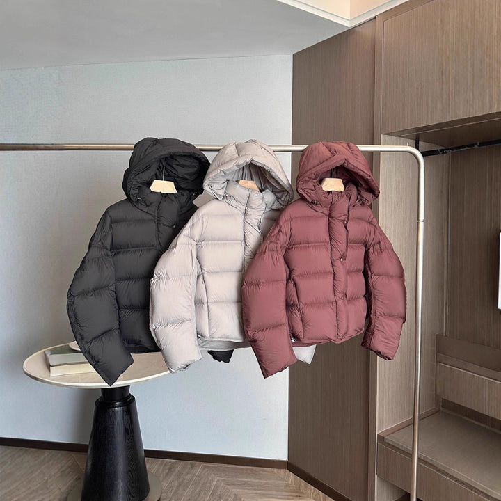 Women Short Cut Padded Jacket with Hood and High Insulation Mune Fashion