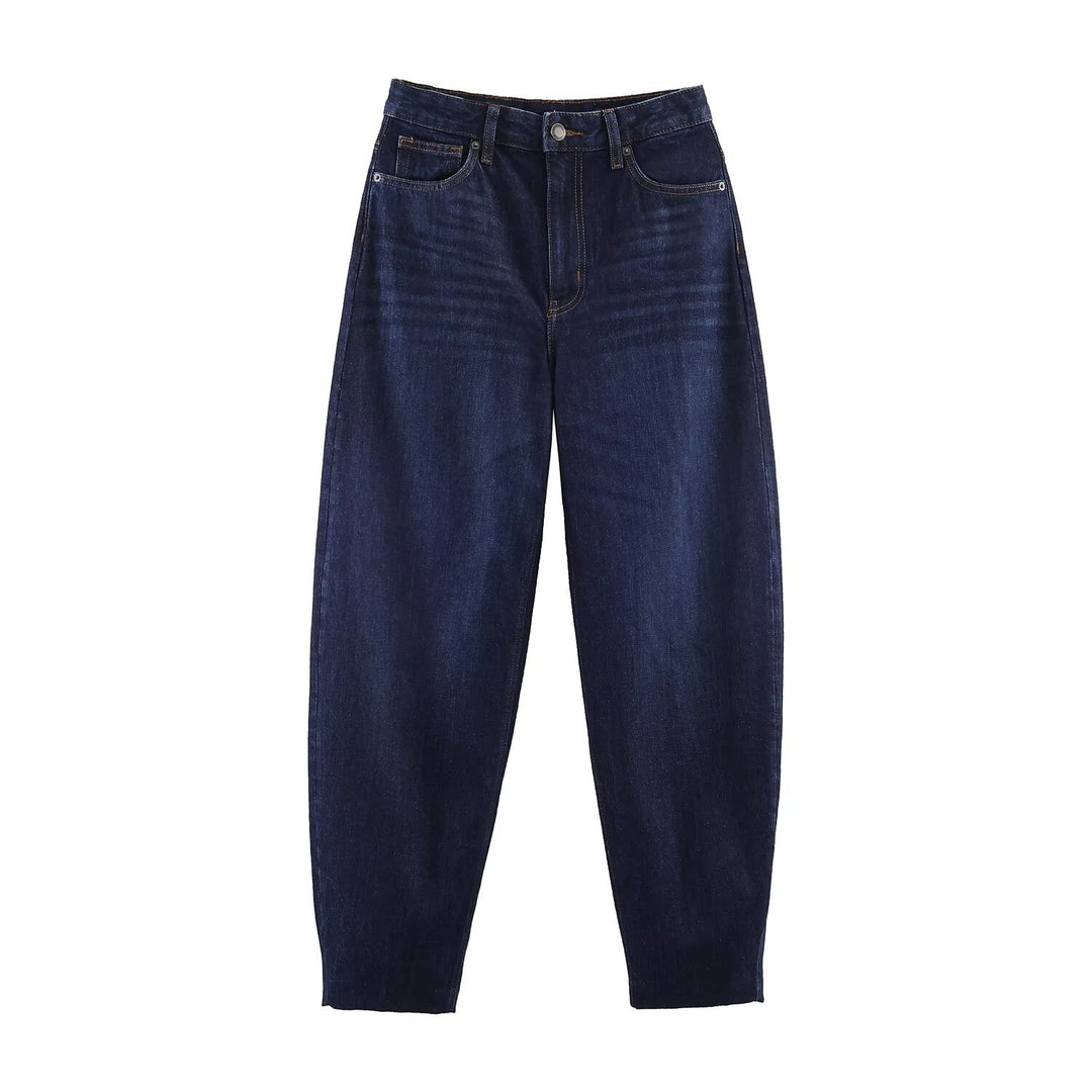 Women High-Waist Balloon Jeans with wide thigh and tapered hem Mune Fashion