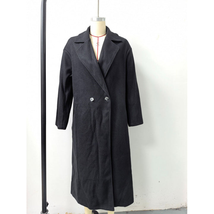 Women's Oversized Wool Blend Coat with Double-Breasted Button Placket, Wide Lapel Collar and Patch Pockets Mune Fashion