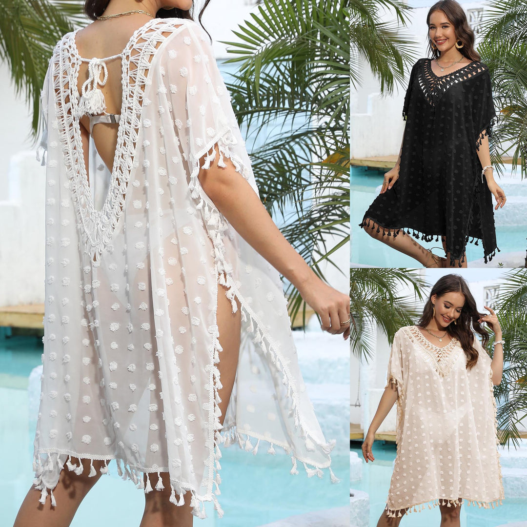 Women elegant festival beach cover-up with fringes Mune Fashion