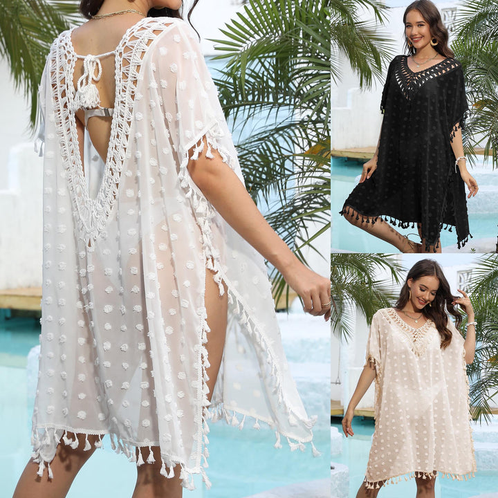 Women elegant festival beach cover-up with fringes Mune Fashion