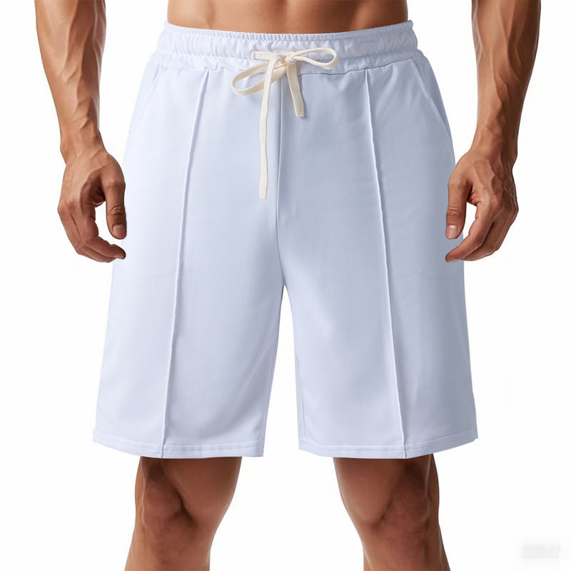 Men's knee-length relaxed Bermuda shorts with flat crease, elastic drawstring waistband and side pockets Mune Fashion