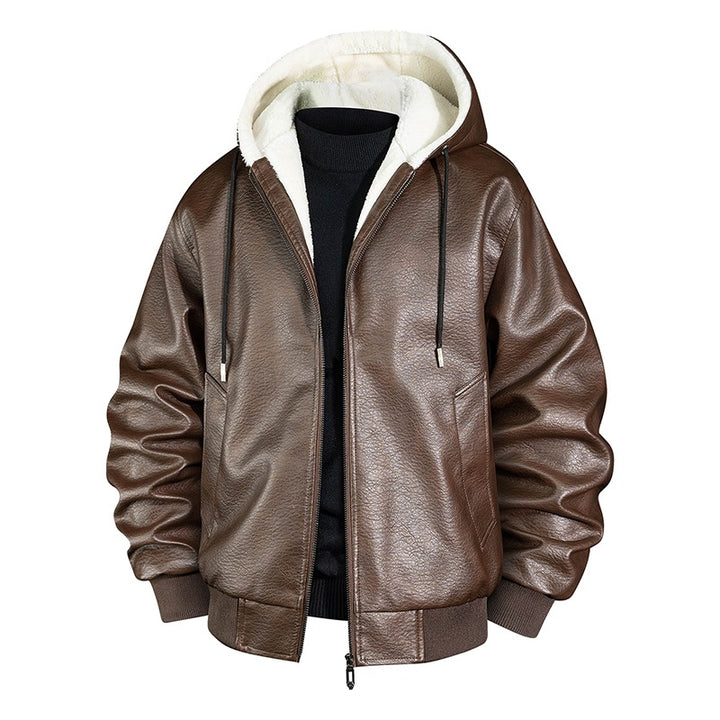 Men Cool Faux Leather Jacket with Cozy Inner Lining Mune Fashion