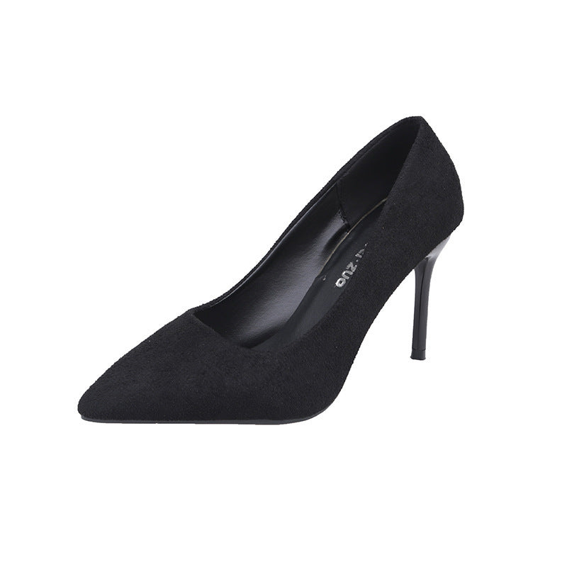Women's pointed velvet look pumps with padded insole and sleek stiletto heel Mune Fashion