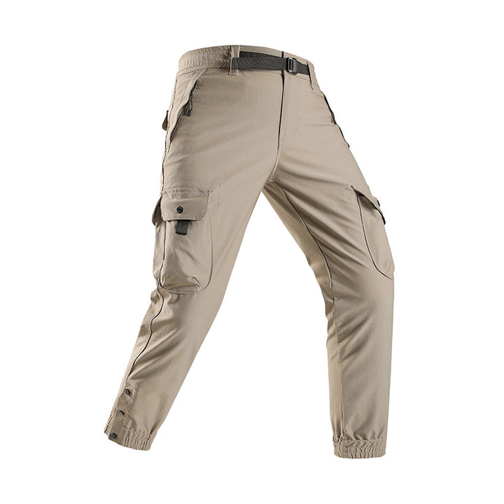 Men's Tapered Cargo Jogger Pants in Tactical Utility Style with Elastic Ankle Hem and Multiple Pockets Mune Fashion