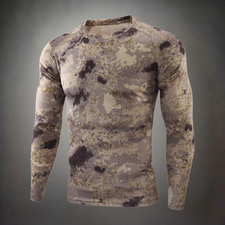 Men's Functional Long Sleeve Shirt with Camouflage Pattern