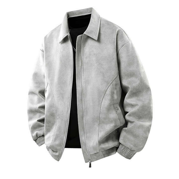 Men's Smart Overshirt-Bomber in Suede-Look with Two-Way Metal Zip Mune Fashion