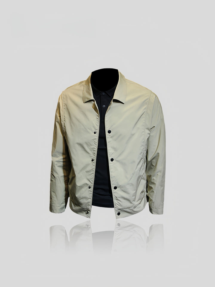 Men's Lightweight Coach Jacket with Snap Button Placket, Shirt Collar & Wind-Resistant Microfiber Mune Fashion