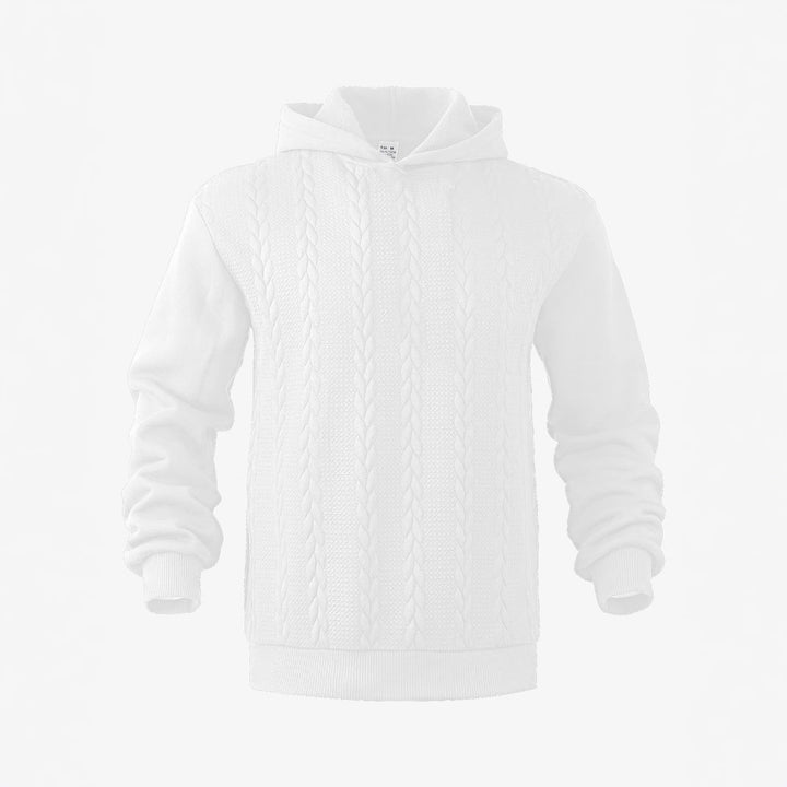 Men's knitted look hoodie with cable pattern and ribbed hem Mune Fashion