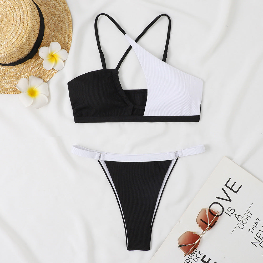 Women Two-Piece Bikini Set with Asymmetrical Design Mune Fashion