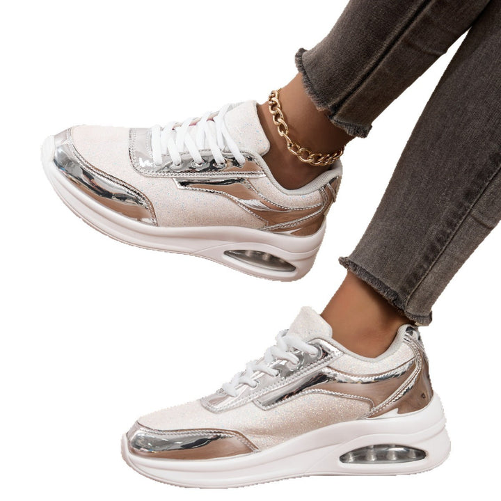 Ladies nan elegant city sneakers with sparkling textile upper, reflective metallic overlays and integrated cushioning core Mune Fashion