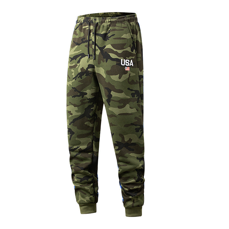 Men's sporty cargo pants with elastic waistband