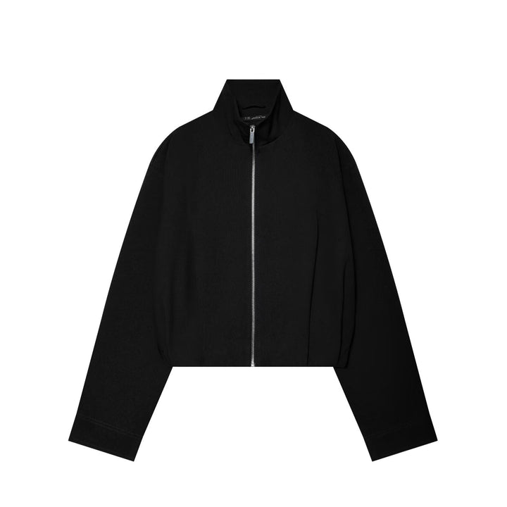 Women's cropped blouson jacket with high stand collar, boxy silhouette and continuous metal zipper Drune