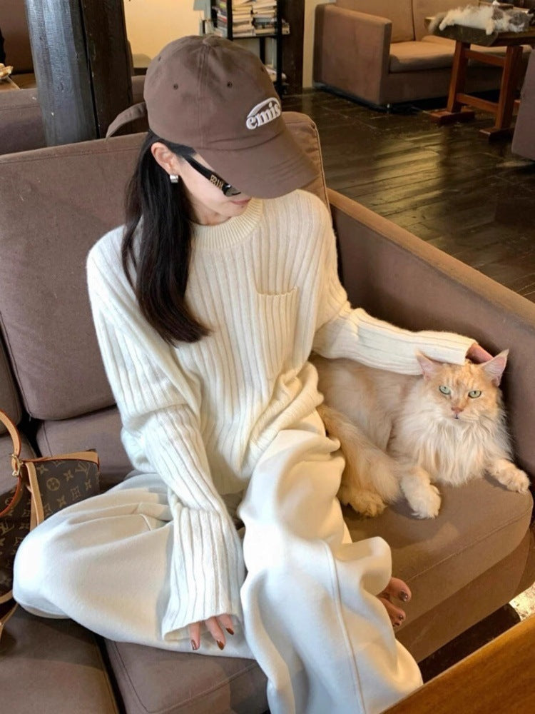 Women's Oversized Rib Knit Sweater with Chest Pocket and Mock Neck Mune Fashion