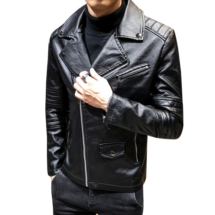 Men Stylish Faux Leather Biker Jacket Mune Fashion