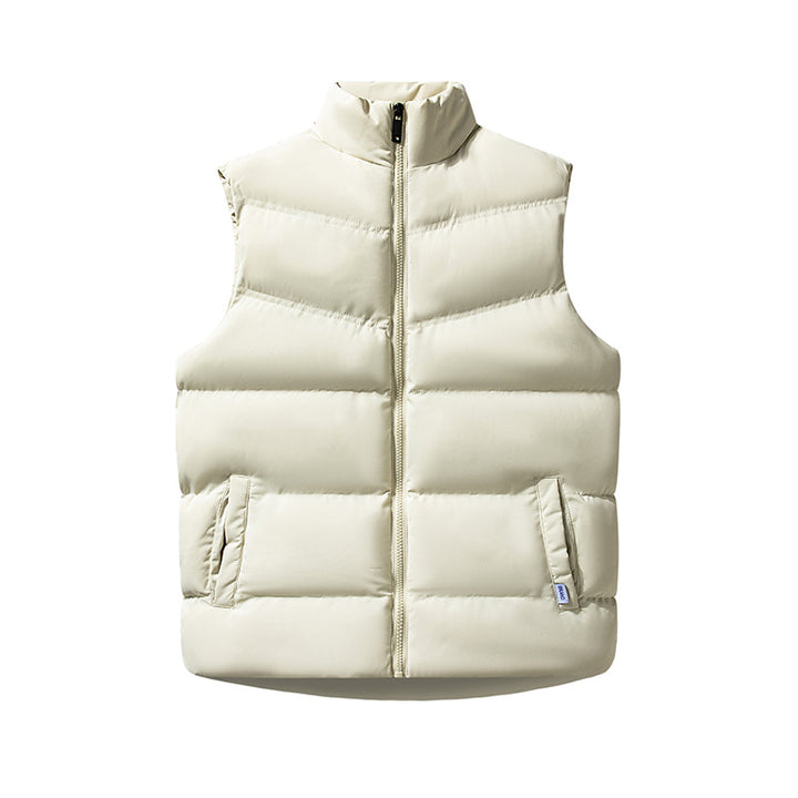 Women's Sleeveless Windproof Puffer Vest with Box Quilting and High Collar Mune Fashion