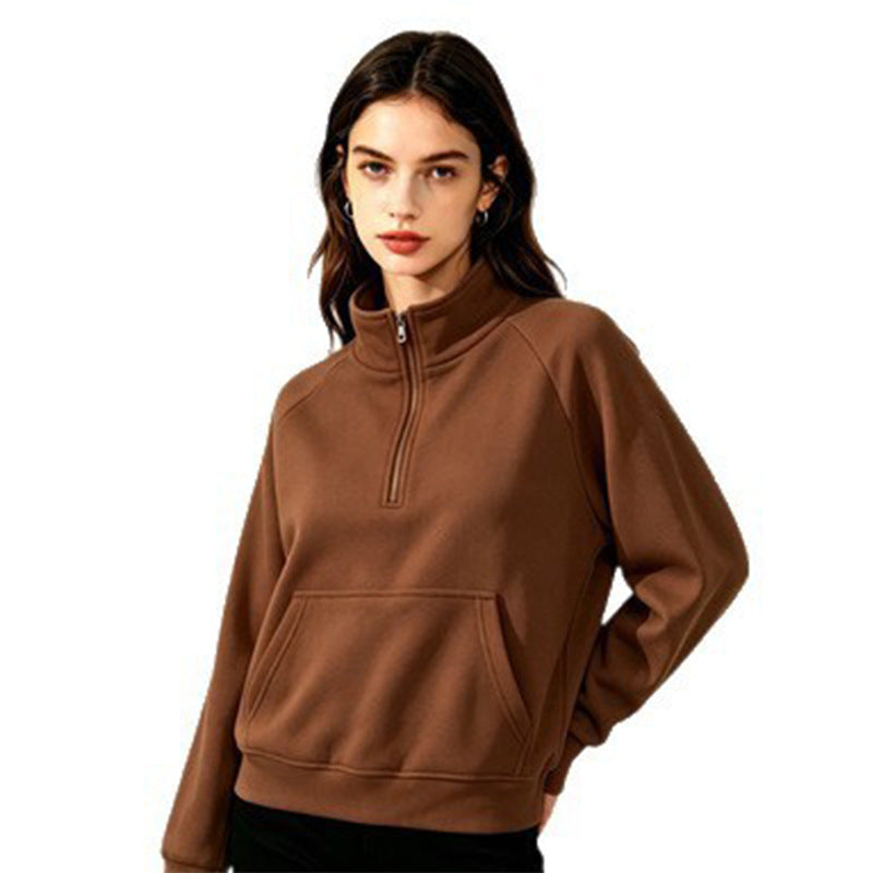 Women's sporty hooded sweatshirt with stand-up collar Mune Fashion