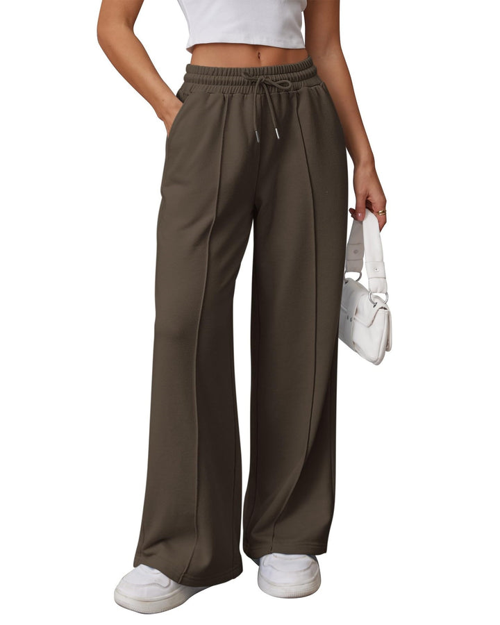 Women nan High-Waist Relax leisure pants with double ribbed waistband, visible crease and wide leg Mune Fashion
