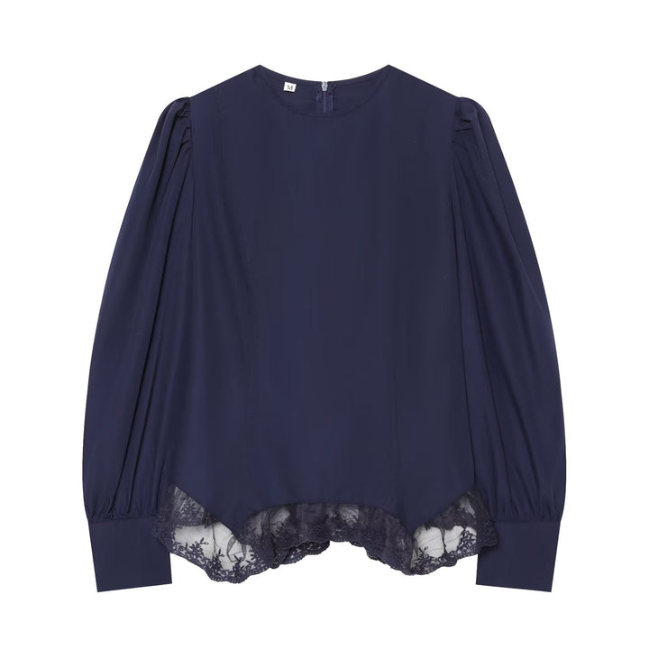 Women's blouse with volume sleeves and lace trim Mune Fashion
