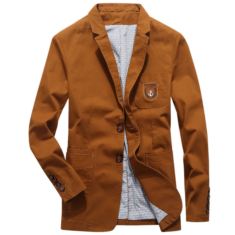 Men's casual cotton blazer in worker style with chest patch and applied pockets Mune Fashion