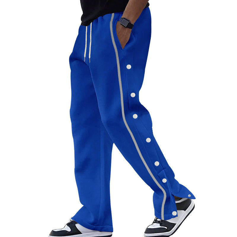 Men's side button jogging pants with contrast stripes and drawstring Mune Fashion
