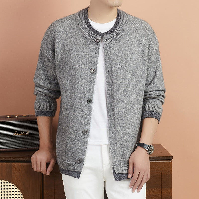 Women's Short Cardigan with Contrast Collar and Button Placket Mune Fashion