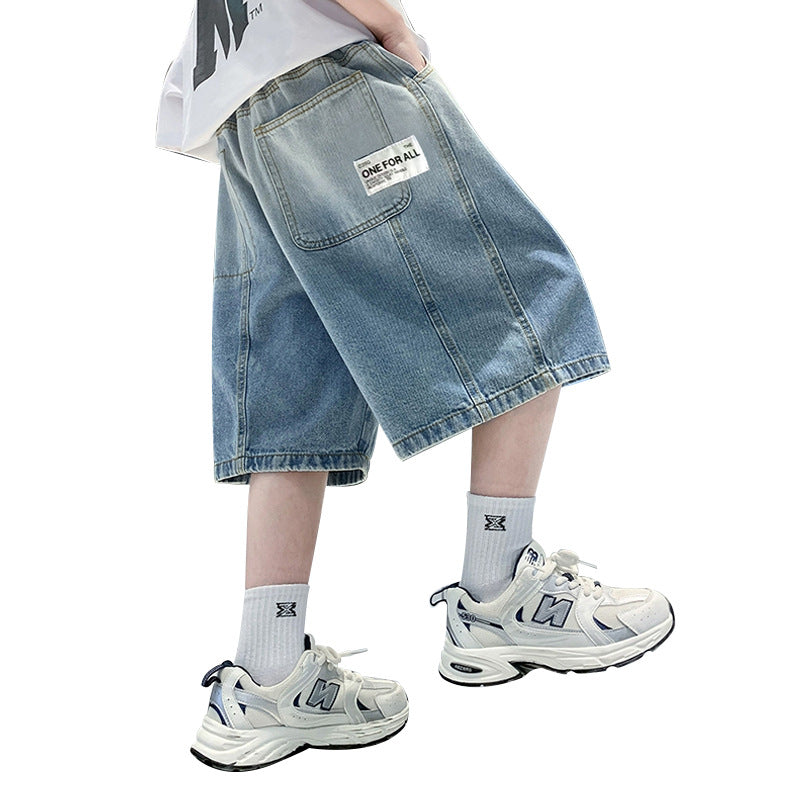 Boys casual denim cargo shorts with practical pockets Mune Fashion