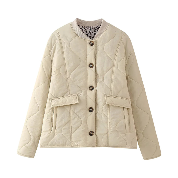 Women's padded transitional jacket with ribbed collar and flap pockets Mune Fashion