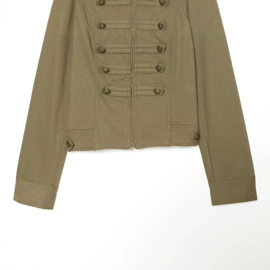 Ladies tailored field jacket in regimental style with stand-up collar and decorative stripes Mune Fashion
