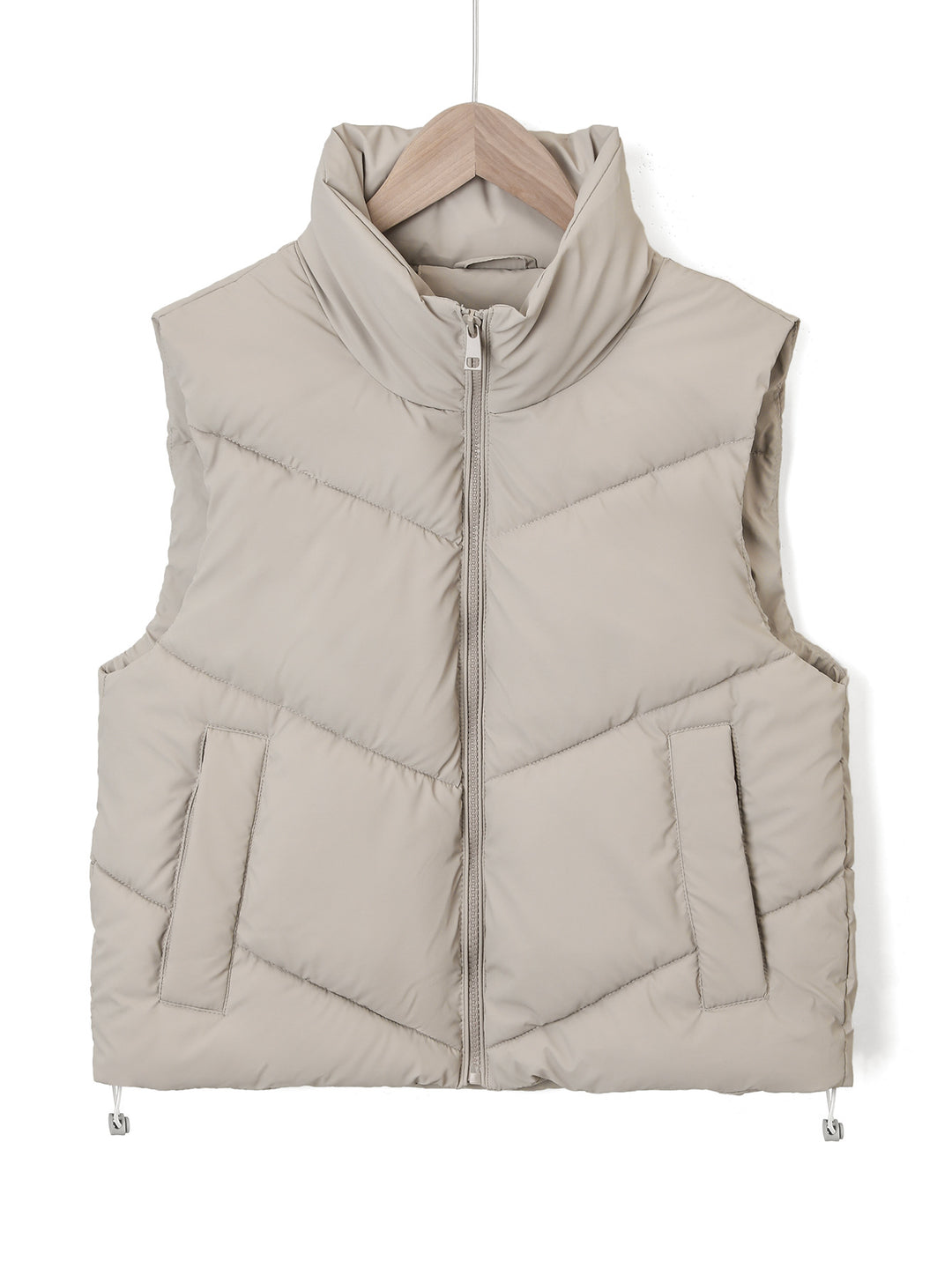 Women's sleeveless quilted thermal vest with high stand-up collar and drawstring Mune Fashion
