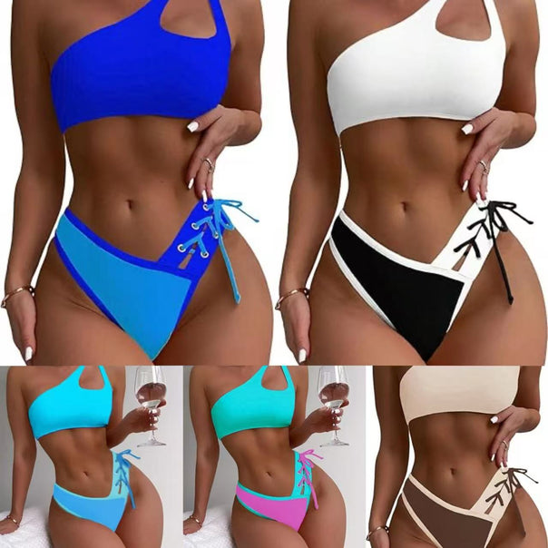 Women's One-Sided Bikini with Trendy Cut Mune Fashion