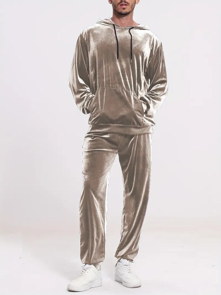 Men's velour leisure suit with hoodie and casual joggers Mune Fashion
