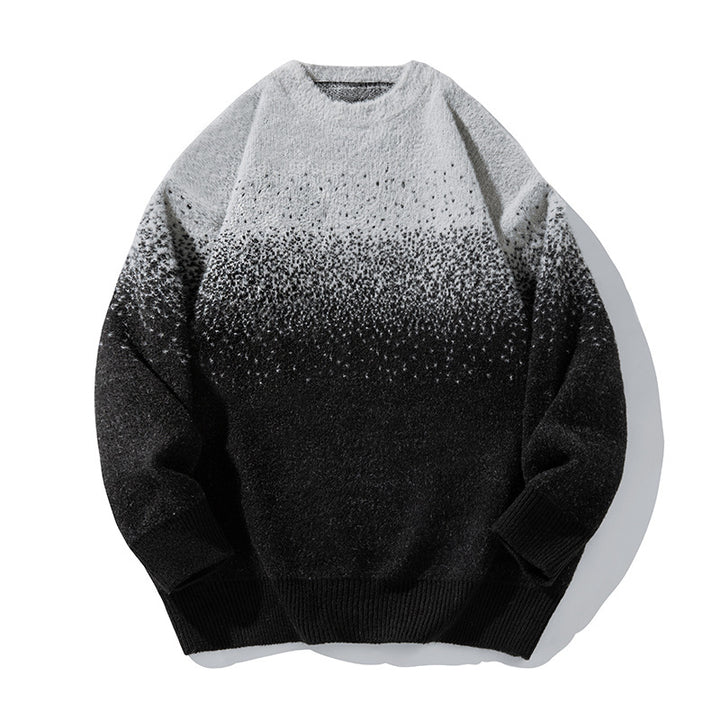 Unisex Soft Oversize Knit Sweater with Dip-Dye Gradient, Boucle Structure and Ribbed Hem Mune Fashion