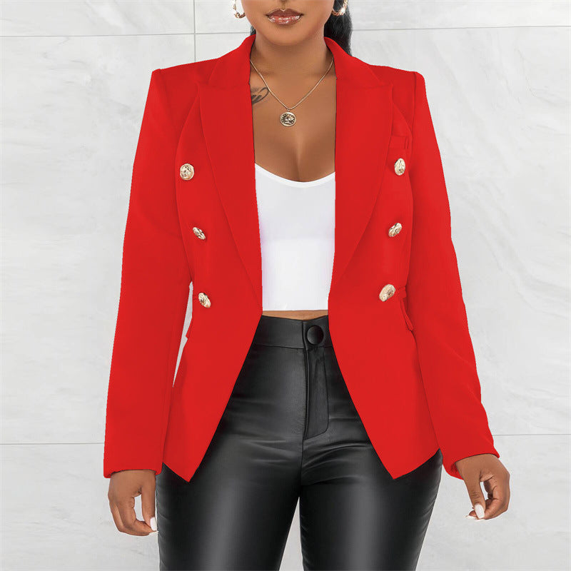 Women's Fashionable Double-Breasted Blazer Mune Fashion