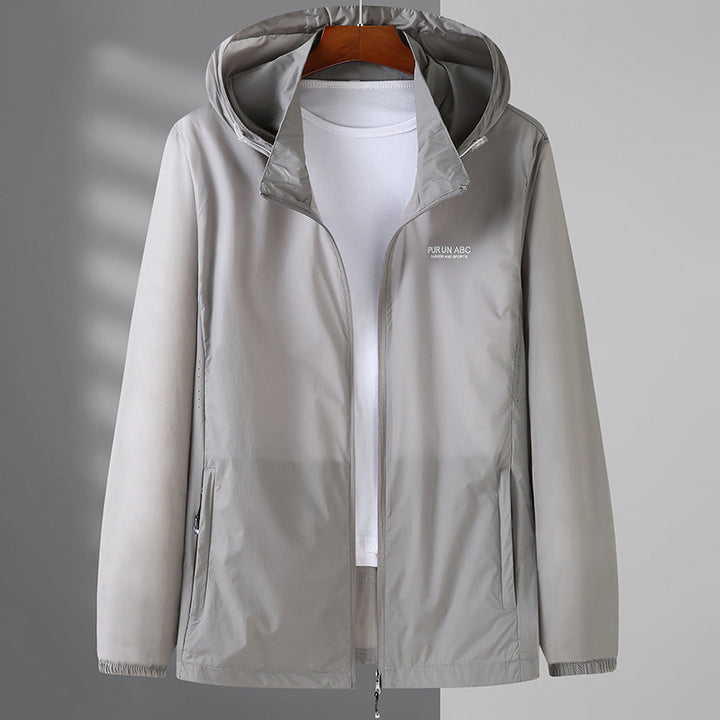 Men's Lightweight Water-Resistant Hooded Outdoor Jacket with Full Zip and Breathable Lining Mune Fashion