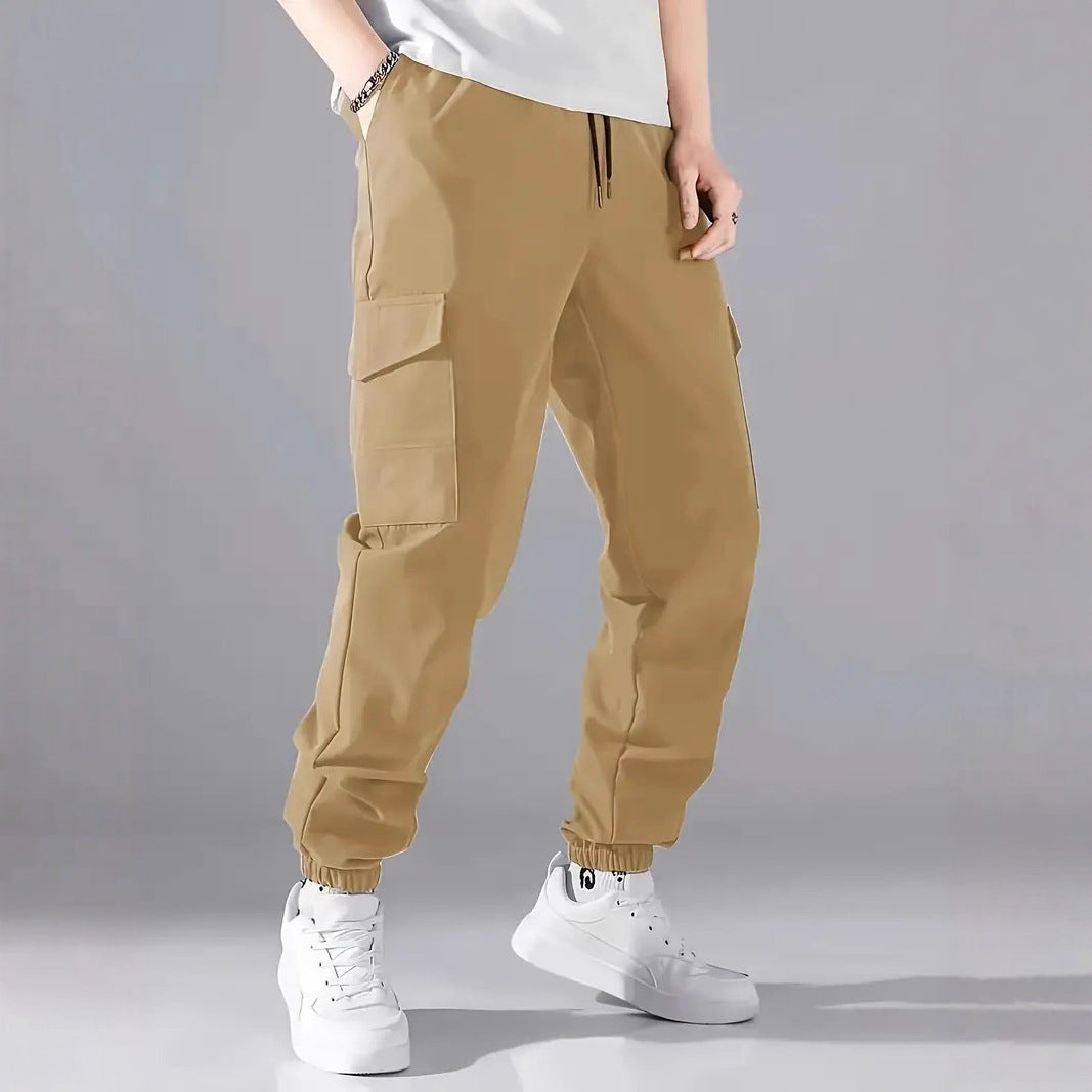 Men's Lightweight Tech Cargo Pants in Jogger Style with Drawstring, Elastic Leg Cuff & Multi-Pockets Mune Fashion
