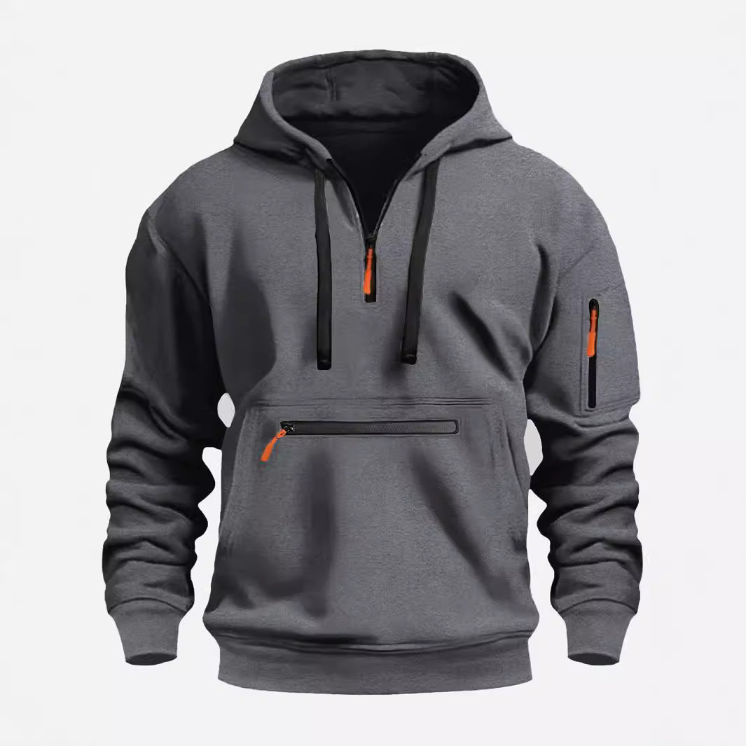 Men's nan technical half-zip hoodie with front zip pocket and sleeve pocket Mune Fashion