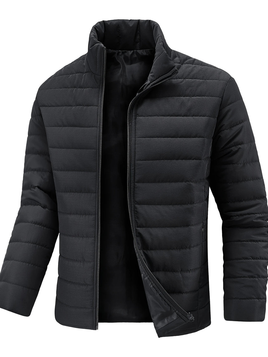 Men's Slim Fit Ultralight Thermo Quilted Jacket with High Stand-Up Collar Mune Fashion