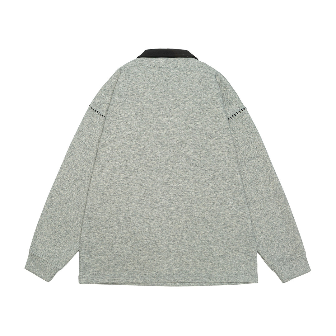 Unisex Oversize Polo collar sweatshirt with contrast collar and decorative perforation Mune Fashion