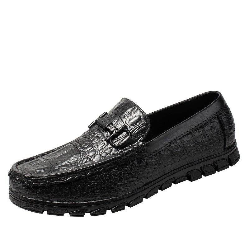 Men's moccasin in leather look with crocodile embossing, profile sole and comfort footbed Mune Fashion