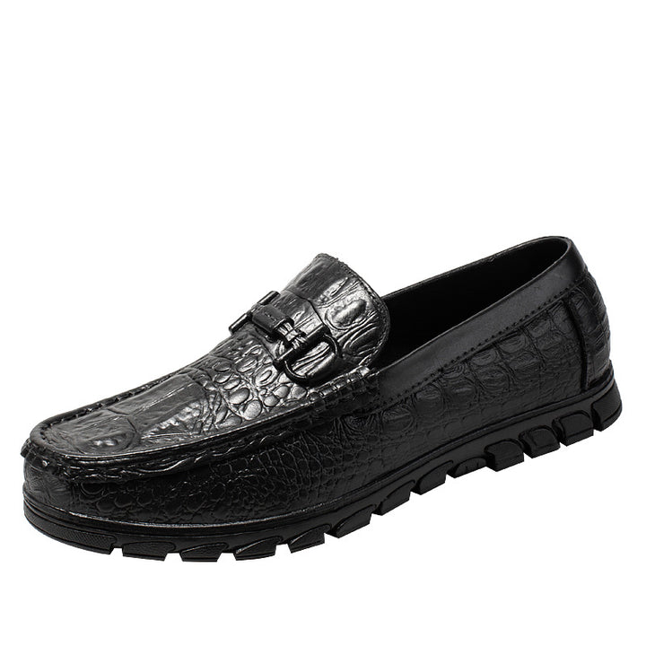 Men's moccasin in leather look with crocodile embossing, profile sole and comfort footbed Mune Fashion