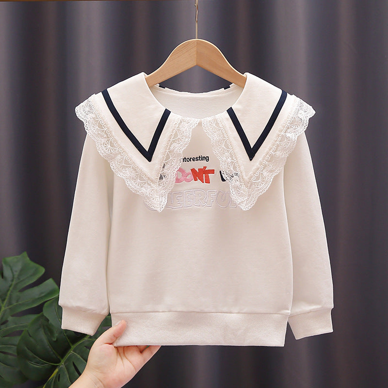 Women's sweatshirt with lace collar Mune Fashion