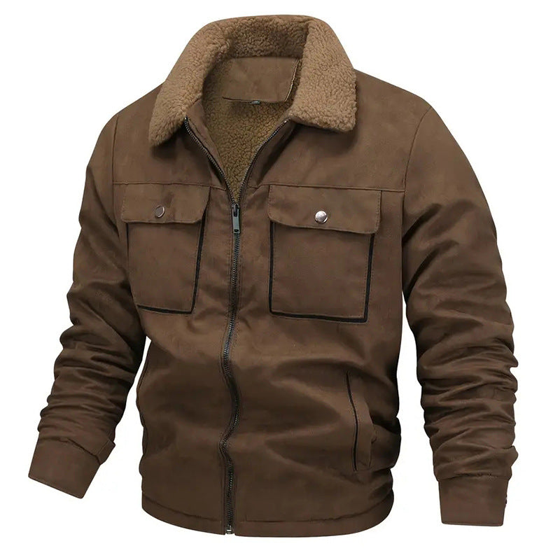 Men's padded pilot jacket with teddy fur lining, chest flaps, and full-length zipper Mune Fashion