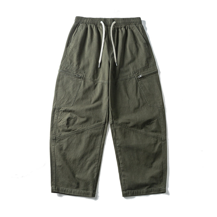 Men's Cropped Cargo Pants with Elastic Waistband, Drawstring and Zipper Pockets Mune Fashion