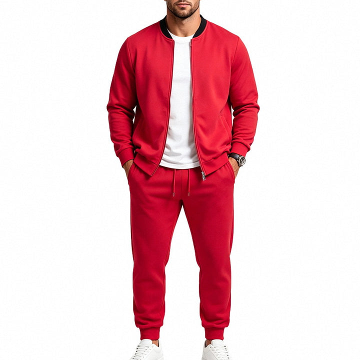 Men's Sportive Leisure Training Set with Bomber Jacket and Tapered Jogging Pants Mune Fashion