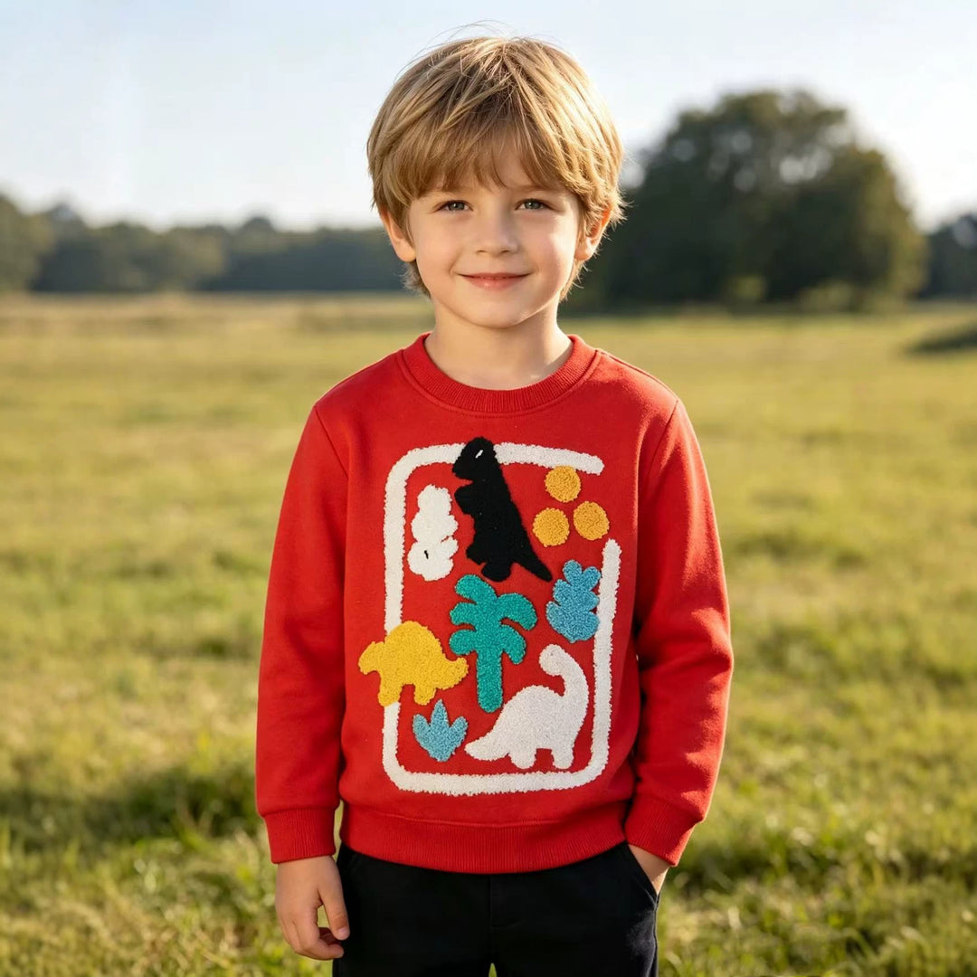 Boys sweatshirt with colorful dinosaur appliqué design Mune Fashion