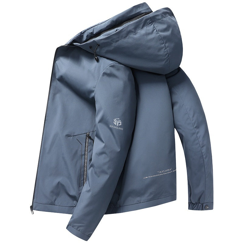 Men's lightweight hooded jacket in urban travel style with three-quarter sleeves Mune Fashion