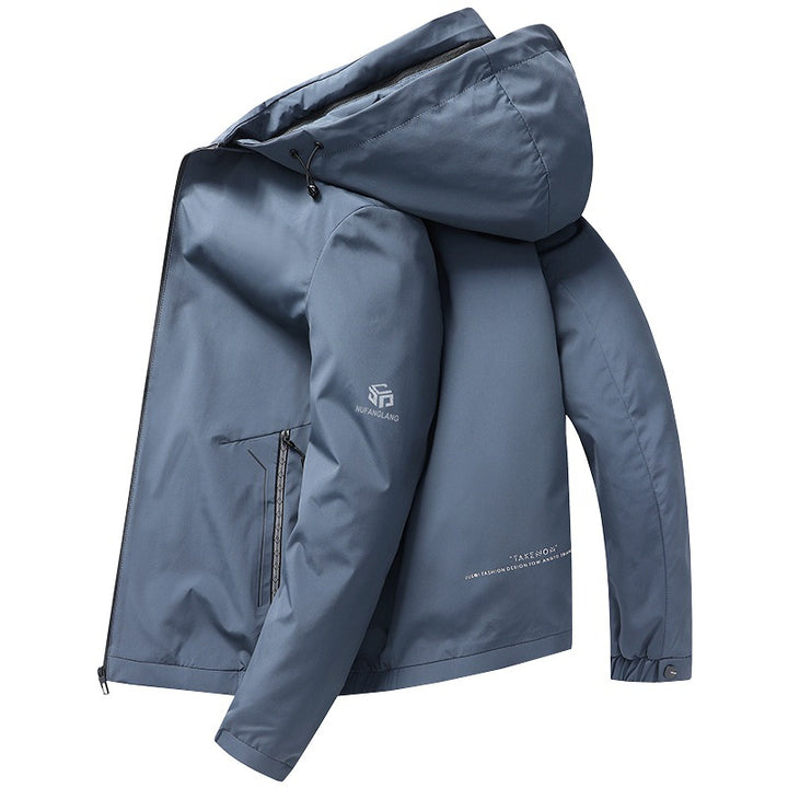 Men's lightweight hooded jacket in urban travel style with three-quarter sleeves Mune Fashion