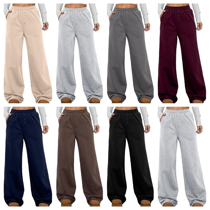 Women's High-Waisted Fleece Lounge Pants with Wide Leg Mune Fashion